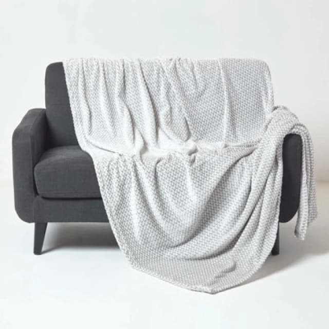 Homescapes Mora Faux Fur Velvet Throw Grey
