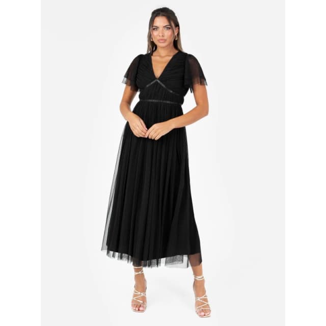 Anaya with Love Womens Ribbon Detail Midi Dress in Black Size: 16 Black Female 16