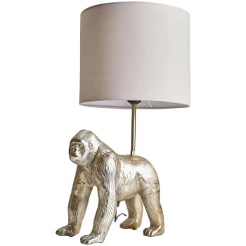 Gorilla Metal Table Lamp with Drum Lampshade - Beige