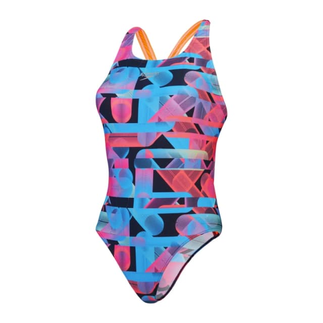 Speedo Allover Digital Powerback Swimsuit - Red/Blue Red female