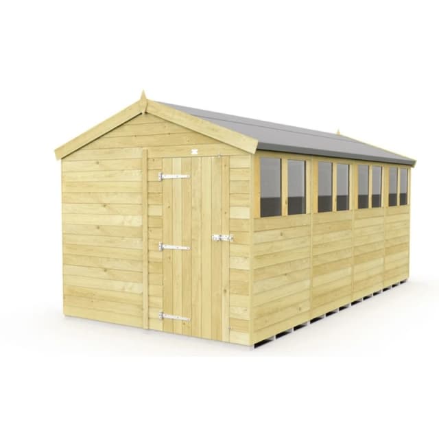 Buttercup Farm 8 x 16 Feet Apex Shed - Single Door W/ Windows - L472 x W231 x H217cm in Brown Brown Unisex