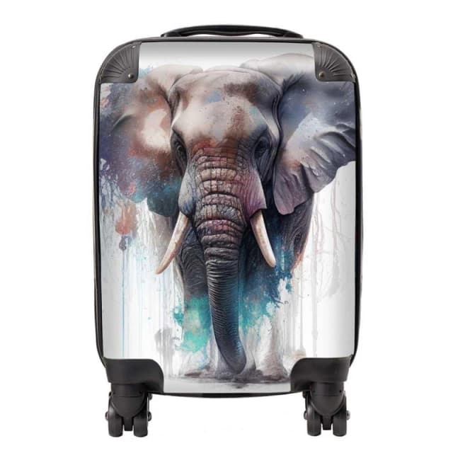 Warren Reed - Designer Elephant Splashart Suitcase in Yellow Size: Small Yellow Unisex Small