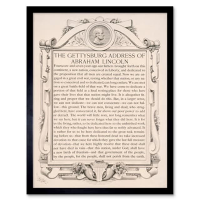 Artery8 War American Civil Lincoln Gettysburg Address President Framed Wall Art Print
