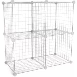 4 Cube Wire Storage Shelves White White - Pukkr