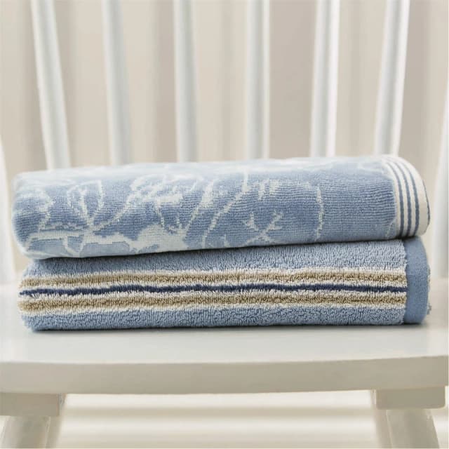 Sanderson 'Brecon Stripe' Cotton Towels Midnight
