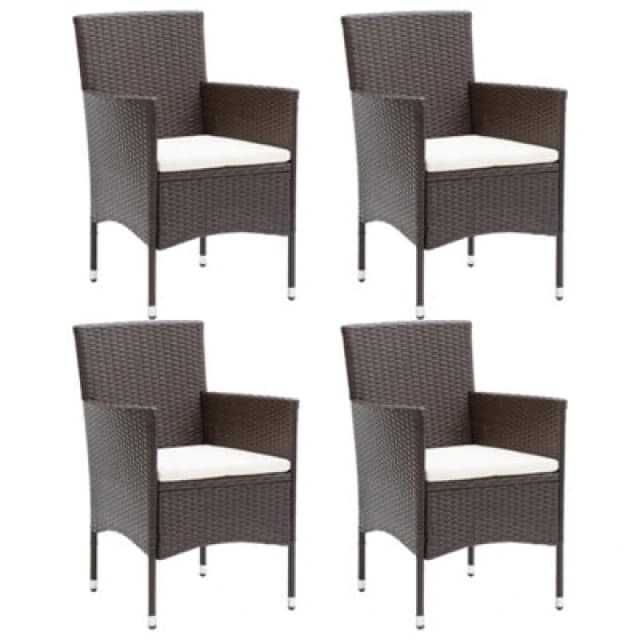 vidaXL Garden Dining Chairs 4 pcs Poly Rattan Brown, Brown 318501
