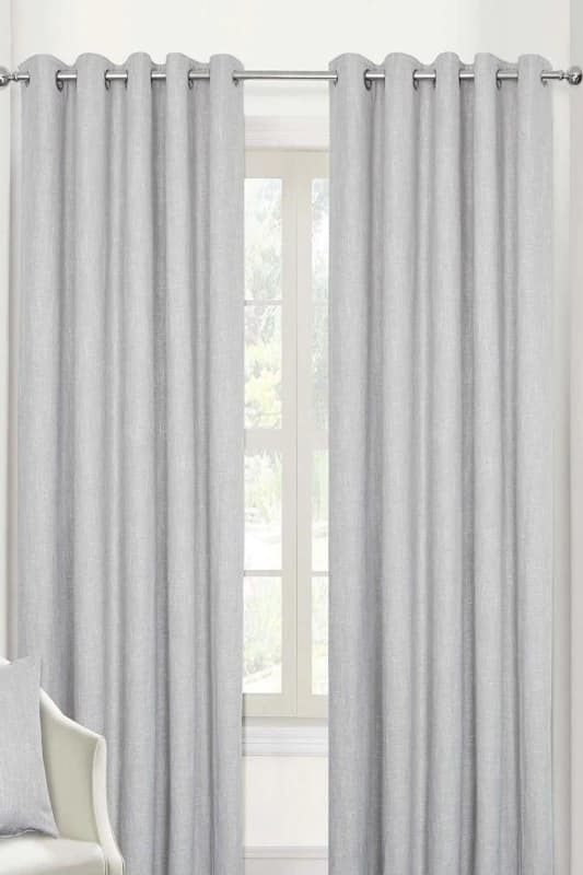 Homescapes Heavy Boucle Textured Blackout Lined Eyelet Curtain Pair Light Grey