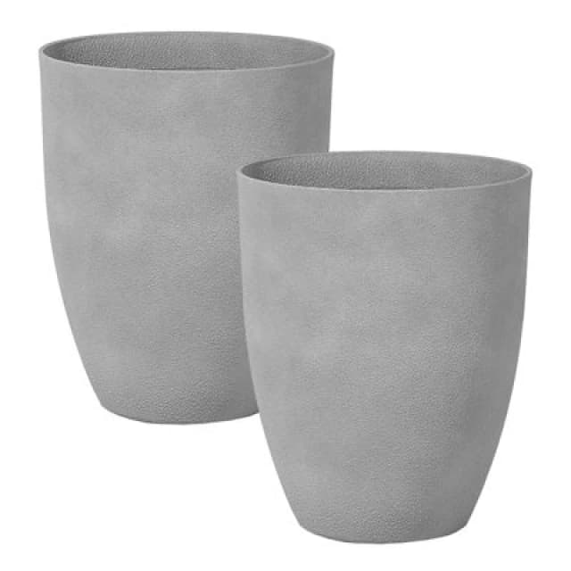 Beliani Set Of 2 Plant Pots Croton 43cm Grey