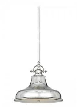 1 Light Dome Ceiling Pendant Silver, E27