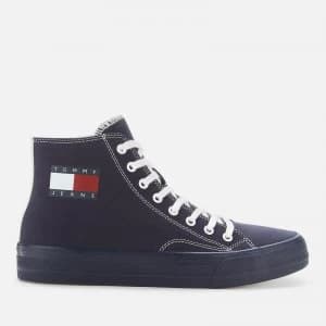 Tommy Jeans Mens Mid Cut Canvas Hi-Top Trainers - Twilight Navy - UK 10