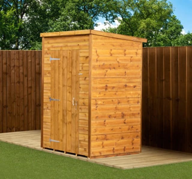 Empire Sheds Empire Modular Pent 4X4 Dipped Treated Tongue And Groove Wooden Garden Shed Single Door No Windows (4' X 4' / 4ft X 4ft) (4X4)