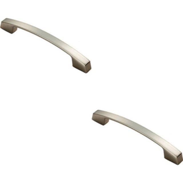Loops 2x Curved Bridge Pull Handle 169 x 14mm 128mm Fixing Centres Satin Nickel Metallics unisex