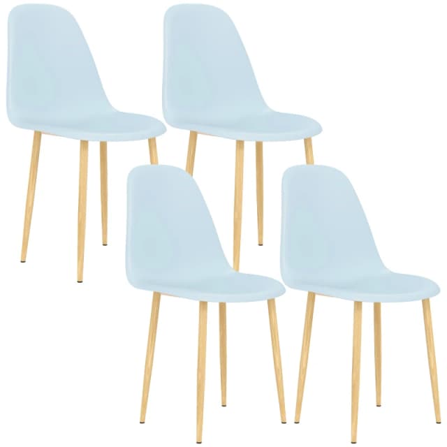 HOMCOM Dining Chairs Set of 4 w/ Curved Back, Steel Legs Light Blue
