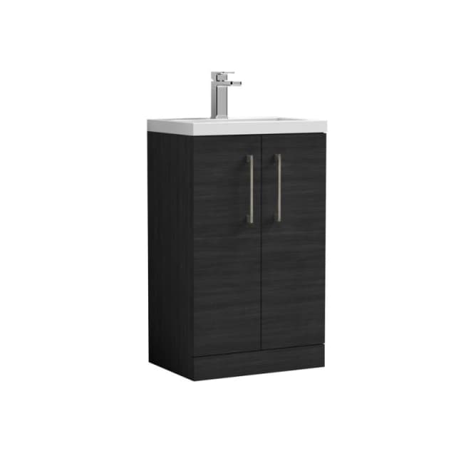 Balterley Bathroom Vanity Basin Unit, Brushed Pewter Handles, 500mm, Wood Black Unisex