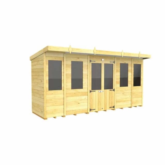 Buttercup Farm 14ft x 4ft Pent Summer House - Wood - L118 x W417 x H201cm in Brown Brown Unisex