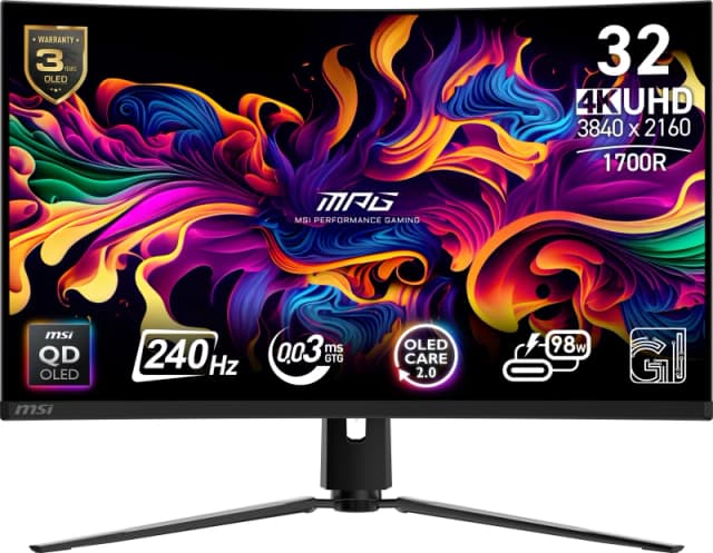 MSI MPG 321CURX QD-OLED 32" 4K Ultra HD Curved Gaming Monitor 9S6-3DD64T-010