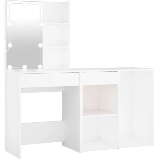 VIDAXL LED Dressing Table with Cabinet White Engineered Wood vidaXL 8720286660850