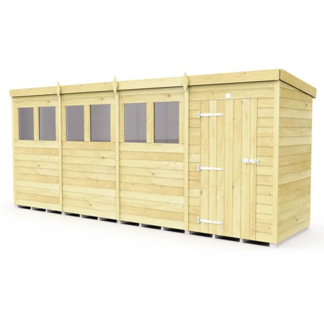 Flat Pack Sheds DIY Sheds 16 x 4 Pent Shed, Brown 16X4PFF