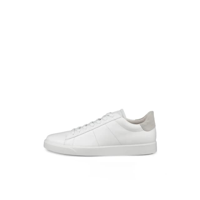 Ecco Street Lite Leather Mens Lace Up Trainers - White Gravel - Size:UK 7.5