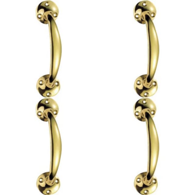 Loops 4x Victorian Bow Shaped Pull Handle 152mm Length 32mm Proj Polished Brass Metallics unisex
