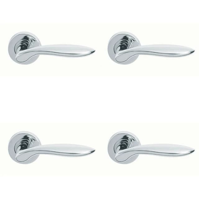 Loops 4x PAIR Smooth Ergonomic Handle on Round Rose Concealed Fix Polished Chrome Multi