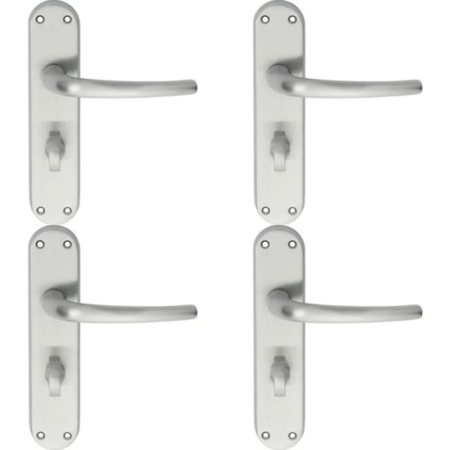 Loops 4x PAIR Slim Round Bar Lever on Shaped Bathroom Backplate 185 x 40mm Chrome Multi