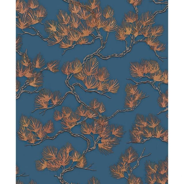 Design ID DID Geometric Silk Deep Blue & Gold Wallpaper Blue unisex One Size