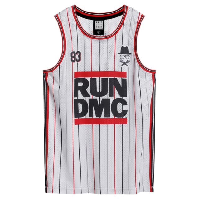 Amplified Amplified Men Tricky Run DMC Basketball Jersey in White Size: Medium White M Male 5063750345376