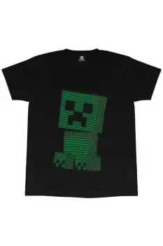 Minecraft Boys Creeper Lines T-Shirt (5-6 Years) (Black)