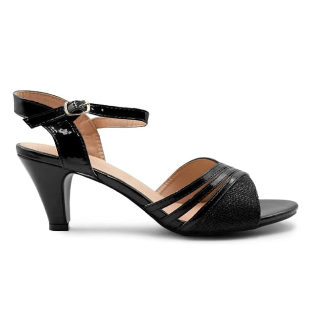 Where's That From 'Stormi' Low Heel Sandals With Buckle Ankle Strap Black