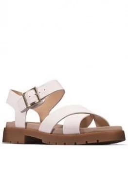 Clarks Orinoco Strap Leather Flat Sandal - White Leather, Size 3, Women