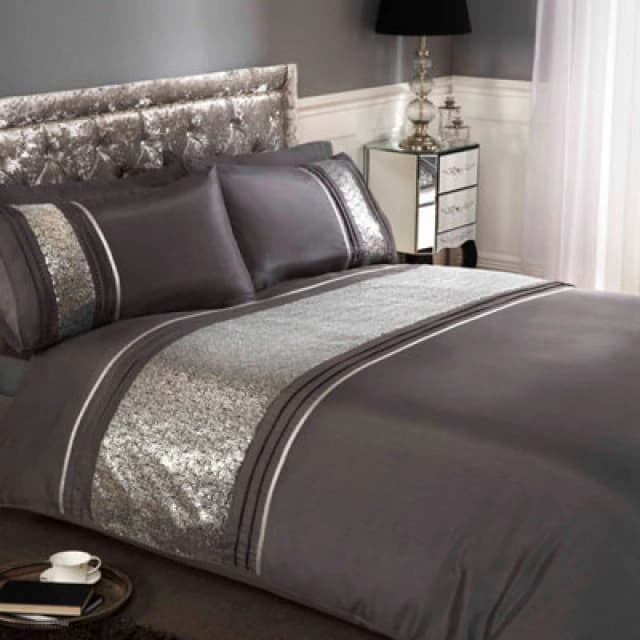 Rapport Home Ritz Polycotton Duvet Set With Pillowcase Silver
