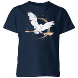 Harry Potter Hedwig Broom Kids T-Shirt - Navy - 11-12 Years