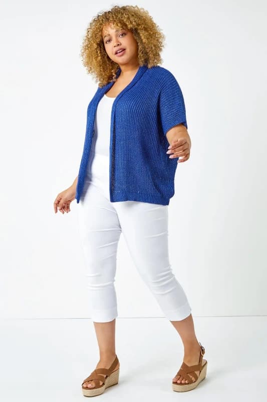 Roman Womens Curve Cropped Elastic Waist Stretch Trouser in White Size: 26-28 White Female 26-28