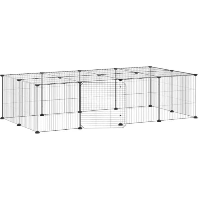 VIDAXL 20-Panel Pet Cage with Door Black 35x35cm Steel Vidaxl 8720287190912
