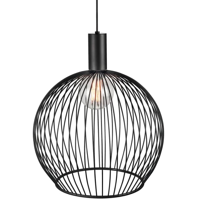 Nordlux Aver Indoor Pendant Light Black Metal E27 chrome socket - Mains Powered, IP20 Black Unisex