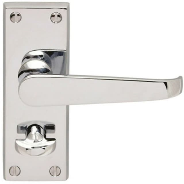 Loops Straight Victorian Handle on Rectangular Bathroom Backplate Polished Chrome Multi