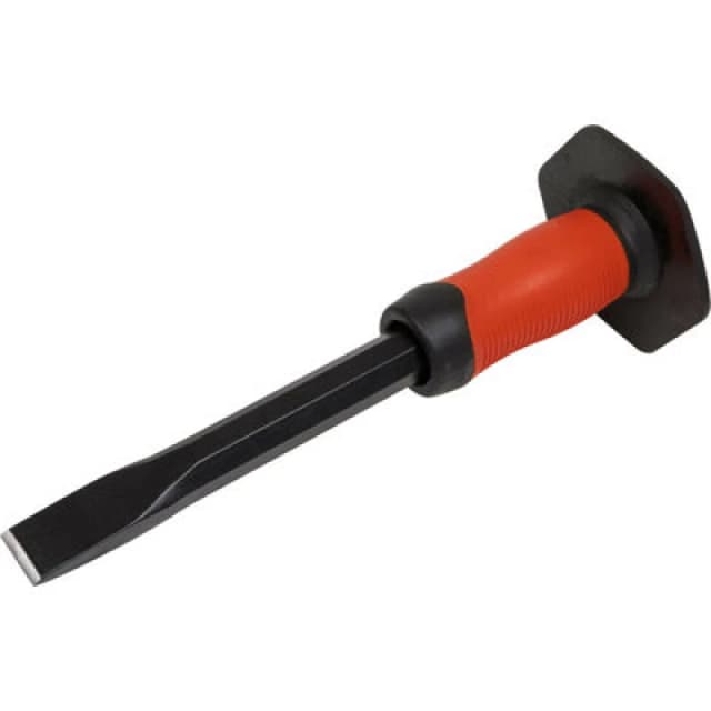 Loops Drop Forged Steel Cold Chisel with Safety Grip - 25mm x 300mm - Octagonal Shaft Metallics