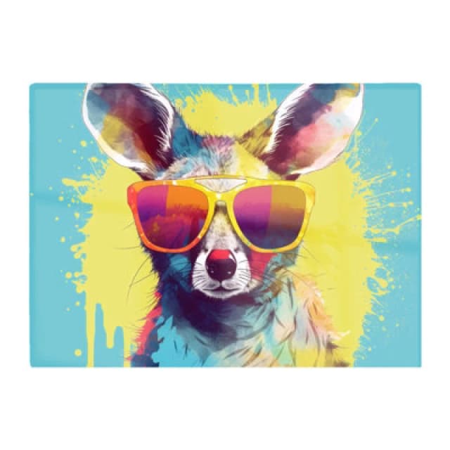 Warren Reed Designer Splashart Wallaby In Glasses Chopping Board