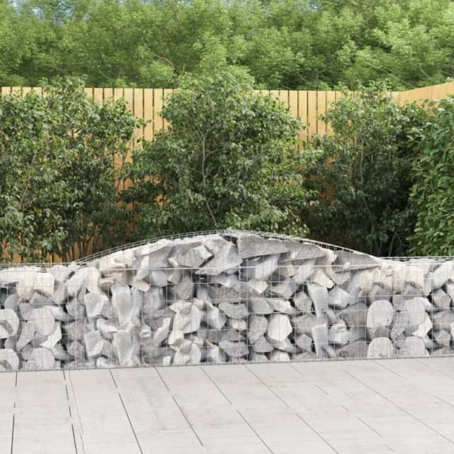 VIDAXL Arched Gabion Baskets 2 pcs 400x50x60/80cm Galvanised Iron Vidaxl 8720845575533