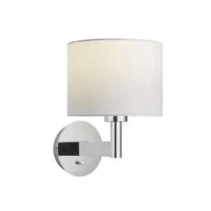 Wall Light Chrome Plate & Vintage White Fabric 60W E27 Dimmable e10588