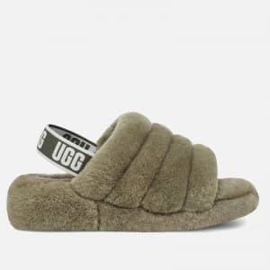 UGG Womens Fluff Yeah Slide Slippers - Burnt Olive - UK 3