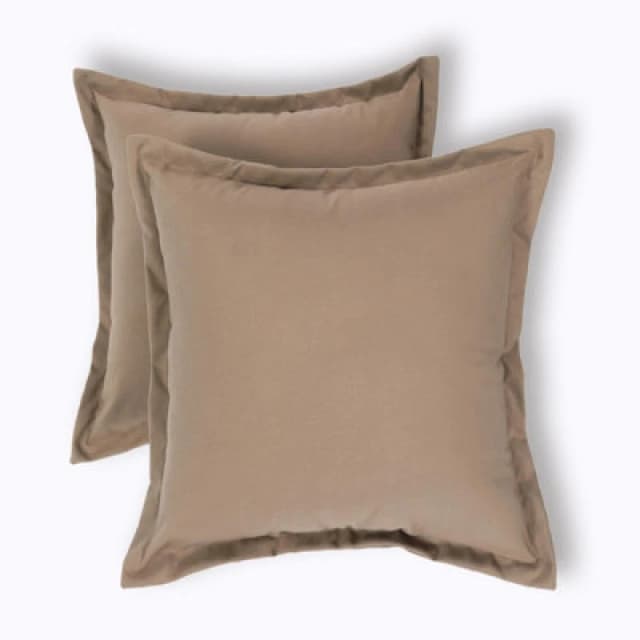 Homescapes Luxury Outdoor Cushions 2 Set, Waterproof Filled Cushion, Soft-Touch, Plain Dark Beige, For Garden And Indoors, 45X45Cm