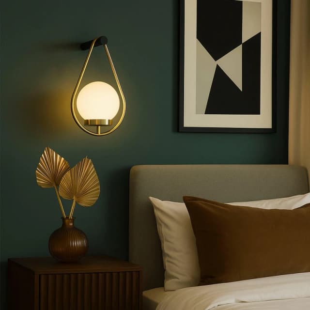 Lighting Collection Teardrop Rechargeable Wall Light Black And Brass unisex One size