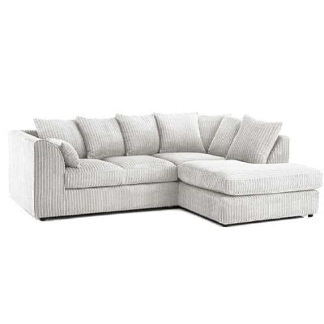 Furnishings For Less UK Luxor Jumbo Cord 4 Seater Corner Sofa Silver Right Hand Facing