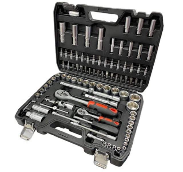 Autojack 94 Piece Metric Socket Set with 1/2" & 1/4" Sockets Black unisex
