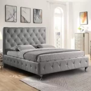 Barella Upholstered Beds - Plush Velvet, Super King Size Frame, Grey - Grey