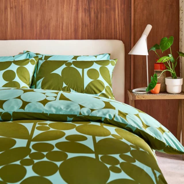 Orla Kiely Bubble Flower Duvet Set, Double, Aqua Seagrass