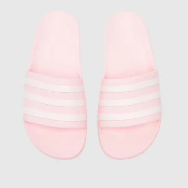 adidas adilette aqua sandals in white & pink White/Pink UK 8 (EU 42)