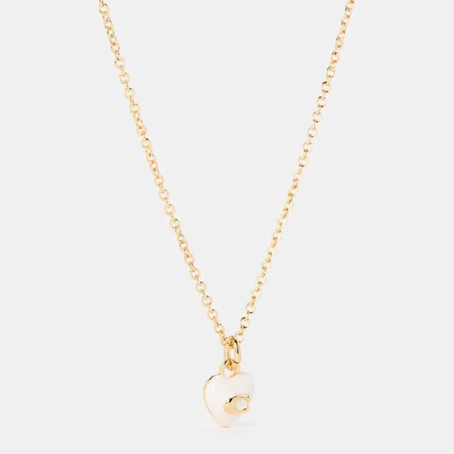 Coach Womens Heart Pearl Gold Pendant Necklace white/gold female One Size